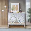 SZLIZCCC Storage Cabinet, Modern Cabinet with Mirror Decoration, for Living Room, Dining Room, Kitchen, Entrance Way (Silver) view 3