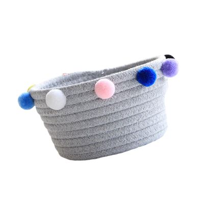 ibasenice 1pc Cotton Woven Storage Basket for Desk Organization Stylish Gray Yarn Design for Sundries Keys and Cosmetics Cotton Material for Home Nursery Use