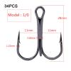DHAEY SeroNi Hook 10#-10/0# Full Size Fishhooks 50PCS/6PCS High Strength Carbon Steel Angl(34PCS Model 1-0) view 2