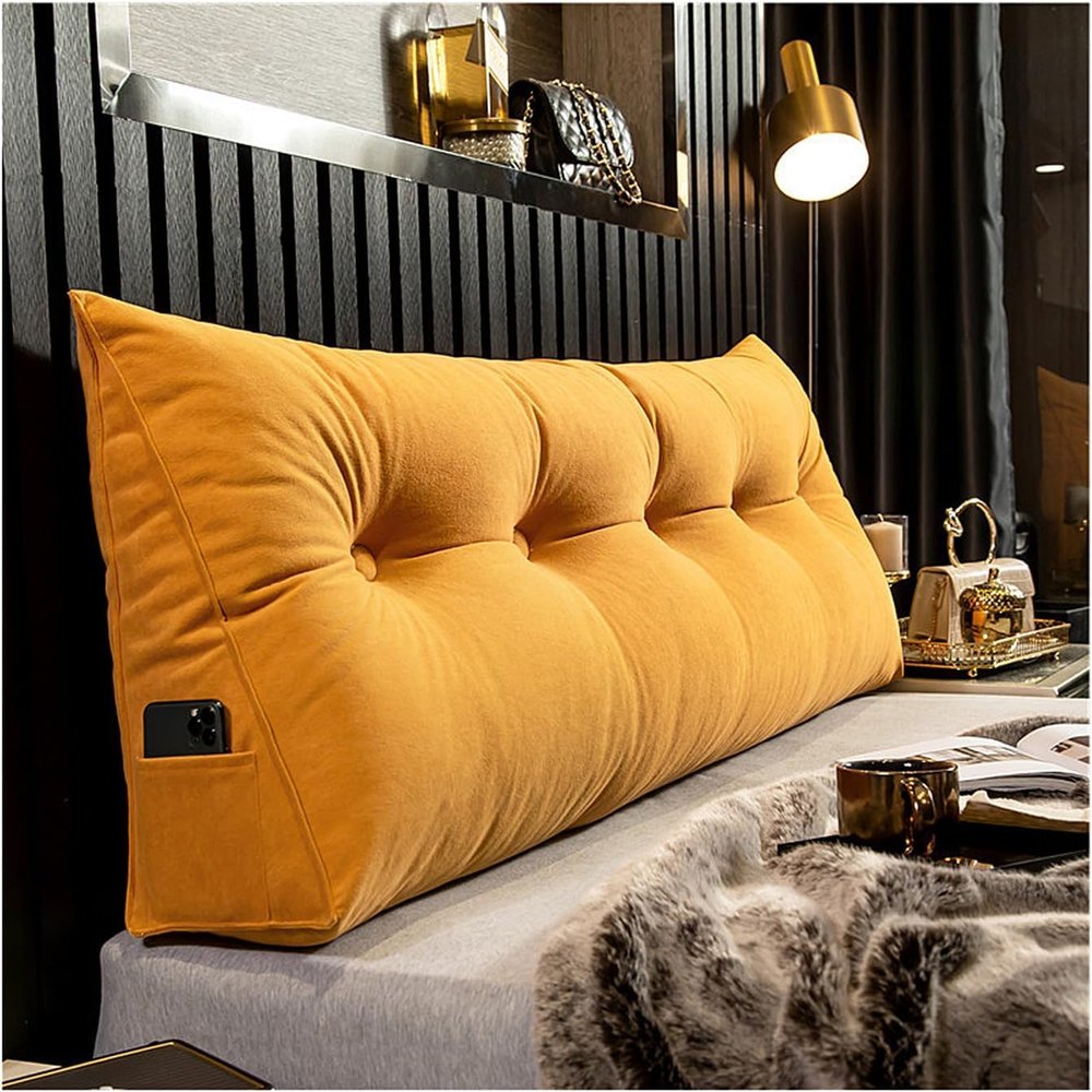COZMAX Triangle Pillow Wedge Bed TV Pillow Adult Bed Back Support Bed/Sofa Long Reading Pillow, Bed Head Pillow Queen Bed Pillow/Triangle Bedside Cushion (Color : D, Size : 100cm/39inch)