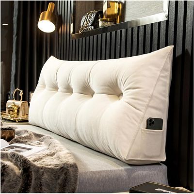 COZMAX Triangle Pillow Wedge Bed TV Pillow Adult Bed Back Support Bed/Sofa Long Reading Pillow, Bed Head Pillow Queen Bed Pillow/Triangle Bedside Cushion (Color : A, Size : 180cm/70inch)