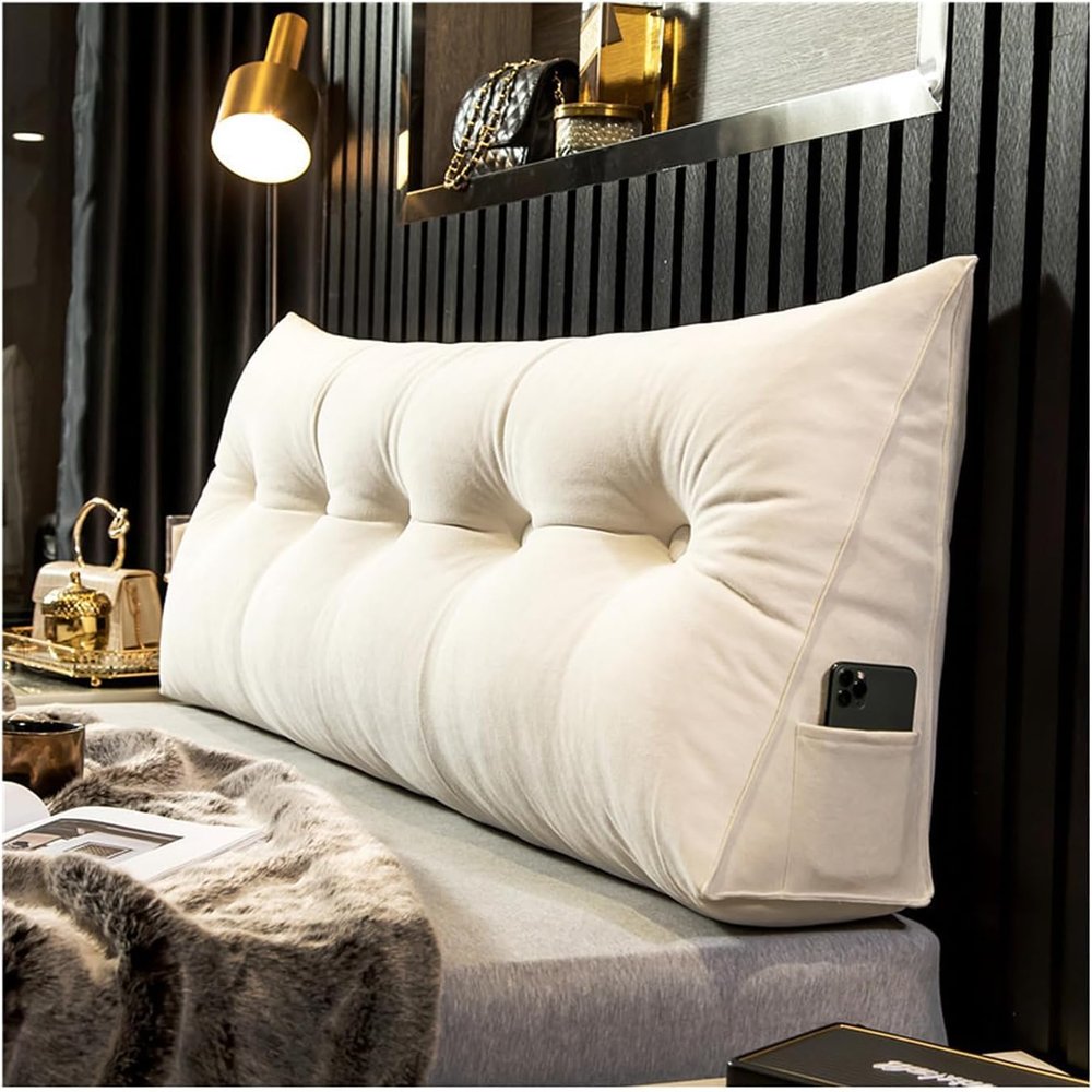 COZMAX Triangle Pillow Wedge Bed TV Pillow Adult Bed Back Support Bed/Sofa Long Reading Pillow, Bed Head Pillow Queen Bed Pillow/Triangle Bedside Cushion (Color : A, Size : 150cm/59inch)