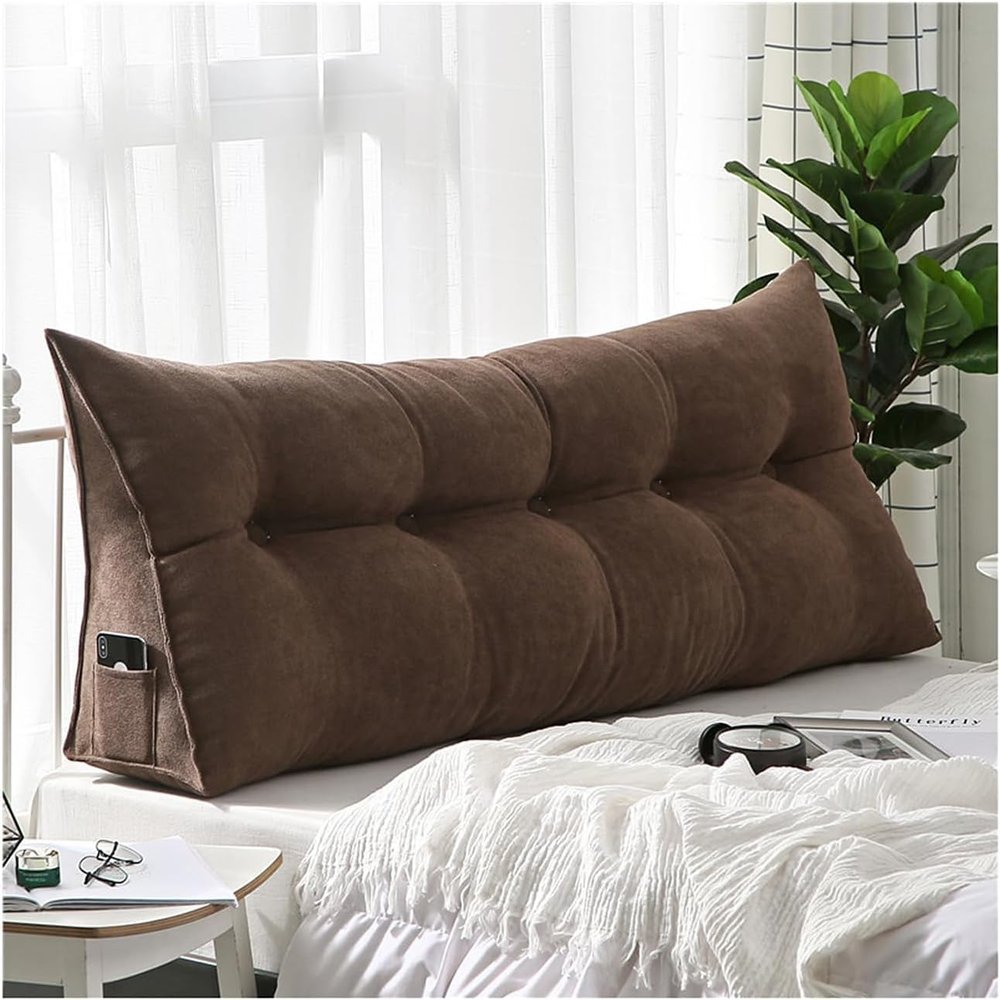 COZMAX Triangle Pillow Wedge Bed TV Pillow Adult Bed Back Support Bed/Sofa Long Reading Pillow, Bed Head Pillow Queen Bed Pillow/Triangle Bedside Cushion (Color : L, Size : 150cm/59inch)