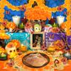 66pcs Day of The Dead Decorations Set - 2 Marigold Garland, 50 Artificial Marigold Flowers with Stems & 12 Monarch Butterfly Decoration for Dia De Los Muertos Indian Diwali Altar Decor view 2