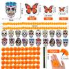66pcs Day of The Dead Decorations Set - 2 Marigold Garland, 50 Artificial Marigold Flowers with Stems & 12 Monarch Butterfly Decoration for Dia De Los Muertos Indian Diwali Altar Decor view 4
