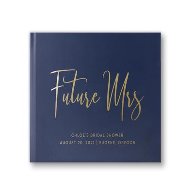 Bridal Shower Guest Book Sign-in book for Future Bride Miss to Mrs Custom Guest Book, Personalized Album - Navy Gold (9x6)