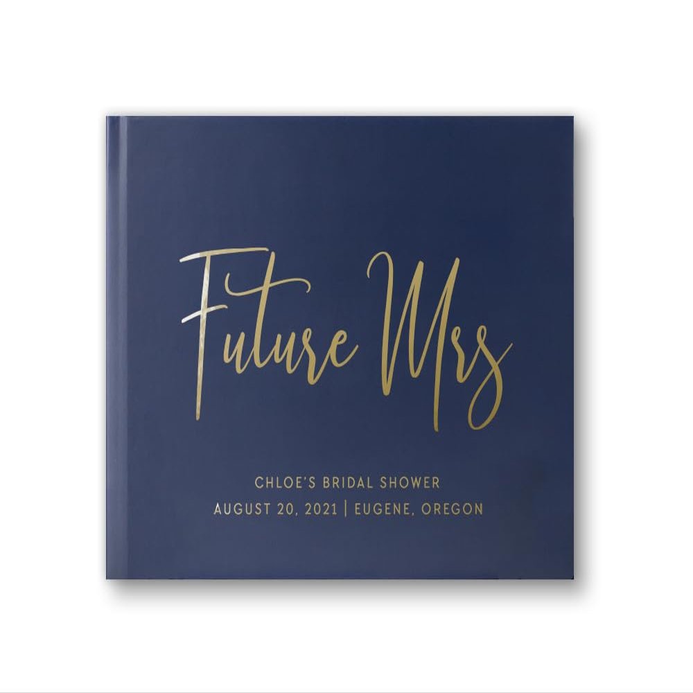 Bridal Shower Guest Book Sign-in book for Future Bride Miss to Mrs Custom Guest Book, Personalized Album - Navy Gold (9x6)