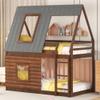 Hlcodca Wooden Twin Size House Bunk Bed with Roof, Ladder and 2 Windows,for Kids Girls Boys Teens Adults Bedroom Use (Brown@Roof, Twin) view 4