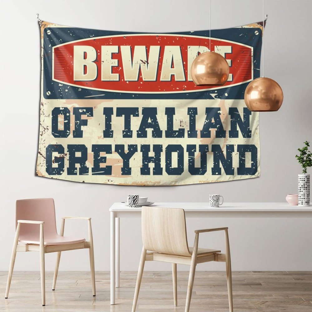 Abipuir Boys Bedroom Accessories Beware Of Italian Greyhound Tapestry Aesthetic Stuff Funny Sogns (Size : 75X100CM)