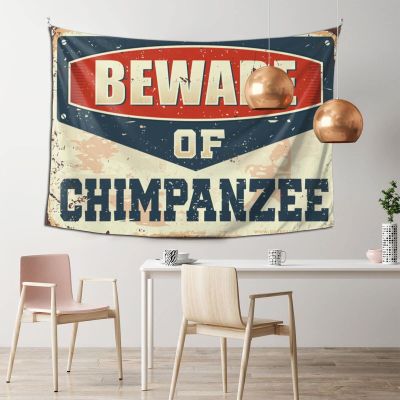 Abipuir Door Decorations for Bedroom Beware of Chimpanzee Tapestry Bar Stuff for Man Cave Bar Decor for Home (Size : 100X150CM)