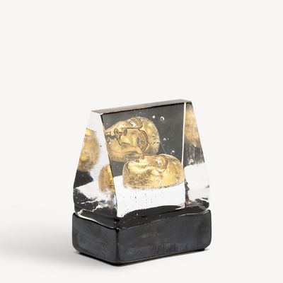 Kosta Boda Black Elements House of Mystery Gold Figurine