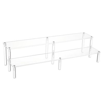 BENECREAT Acrylic Action Figure Display Riser Stands, 2 Tier Acrylic Risers Tiered Display Stand for Birthday Wedding Party Dessert Figures Display, 15.6x3x0.16inch