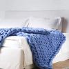 ISZI Chunky Knit Blanket Throw Soft Chunky Wool Yarn Big Knitted Throw Blanket 100% Hand Knit Warm & Cozy Blanket Couch Bed Home Decor Soft Breathable Fleece Throw,Blue,120x150cm(47x60inch) view 4