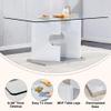 NYEESS Glass Dining Table Set of 6, 63'' Dinner Room Glass Table Set for 6, Modern Kitchen Dinner Table Set with 6 Upholstered Faux Leather Dining Chairs, White Table+light Grey Chairs view 4
