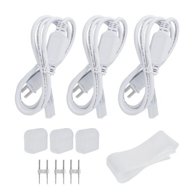 Shine Decor Bundle Products of Power Cord Pack with 6300K White 98.4ft LED Neon Rope Lights Kit