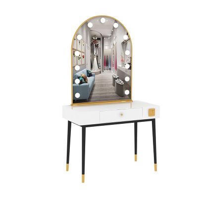Multigot Dressing Table Set, White Makeup Vanity with Light Bulbs, Vanity Table Set with 3 Lighting Modes, Home Bedroom Cosmetics Dresser Furniture Gift ( Color : Chair without makeup , Size : 100cm )