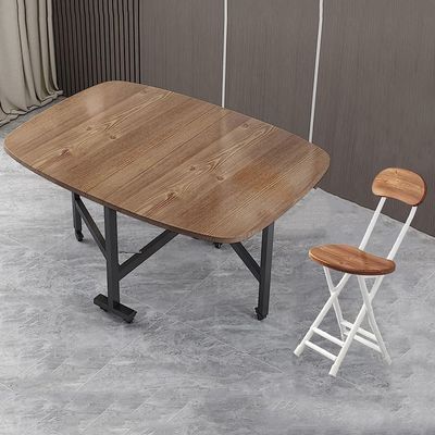 Kitchen Folding Tables, Butterfly Folding Dining Set 4 Space-Saving Folding Dining Table Set with 4 Chairs and 360 Universal Wheels Movable Drop Leaf Table (One table with 4 chairs) ( Color : D , Siz