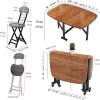 Kitchen Folding Tables, Butterfly Folding Dining Set 4 Space-Saving Folding Dining Table Set with 4 Chairs and 360 Universal Wheels Movable Drop Leaf Table (One table with 4 chairs) ( Color : D , Siz view 4