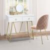 BOBONI Simple Steel and Wood Office Desk Furniture, Makeup Desk, Computer Desk with 2 Drawers, White and Gold Tables view 4