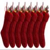Fesciory 18 Inches Christmas Stockings Bulk, 7 Pack Large Size Cable Knitted Fireplace Hanging Stockings for Family Holiday Xmas Party Decorations, Burgundy view 1