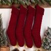 Fesciory 18 Inches Christmas Stockings Bulk, 7 Pack Large Size Cable Knitted Fireplace Hanging Stockings for Family Holiday Xmas Party Decorations, Burgundy view 2