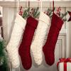 Fesciory 18 Inches Christmas Stockings Bulk, 7 Pack Large Size Cable Knitted Fireplace Hanging Stockings for Family Holiday Xmas Party Decorations, Burgundy view 4