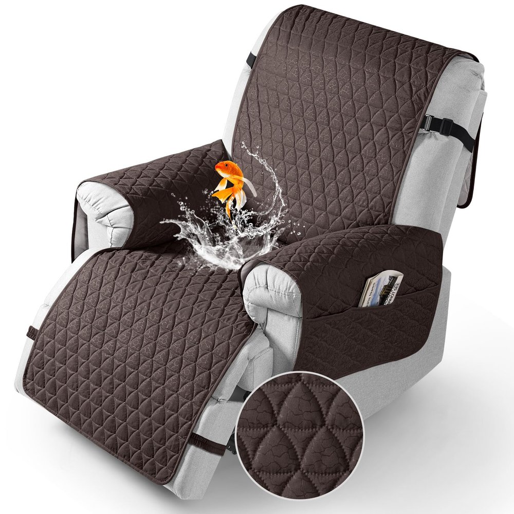 TAOCOCO 100% Waterproof Recliner Cover - Recliner Cover with Non-Slip Granule, Recliner Chair Covers with Elastic Band, Recliner Chair Covers for Reclining Chair(Chocolate, Oversized-30'')