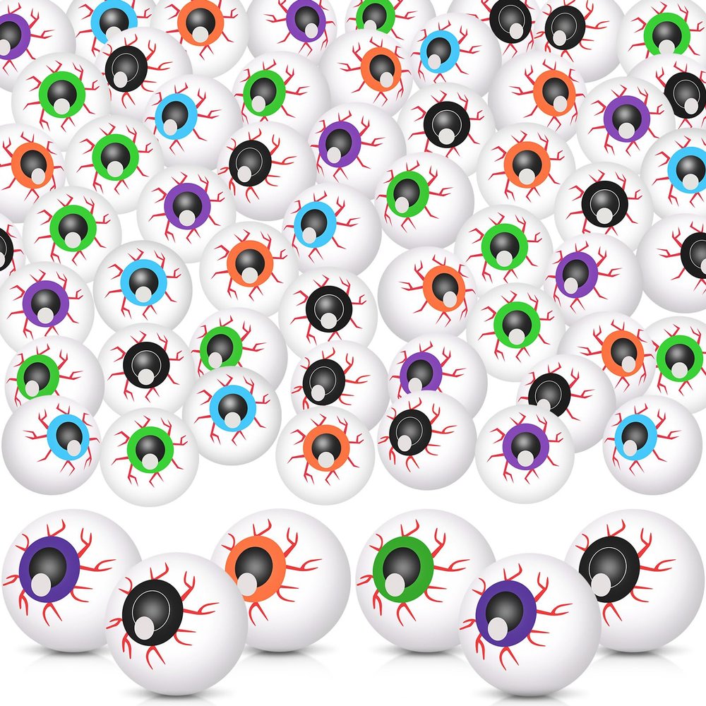 Leitee 60pcs Halloween Plastic Eyeballs Fake Eye Ball, 1 Inch, Colorful