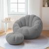 DESHVA Stuffed Animal Storage Bean Bag Chair Cover(it was only a Cover, not a Full Bean Bag) for Adults.Pets Dogs/Cats Lazy Beds for Organizing Children Plush Toys or Memory Foam,Grey view 1