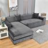 GUYIRT Velvet Sectional Couch Covers, 2 Piece Stretch Couch Cover L Shape Non Slip L Shaped Sofa Cover Soft Furniture Protector for Corner Sofa -Brown-4+4 Seater view 4