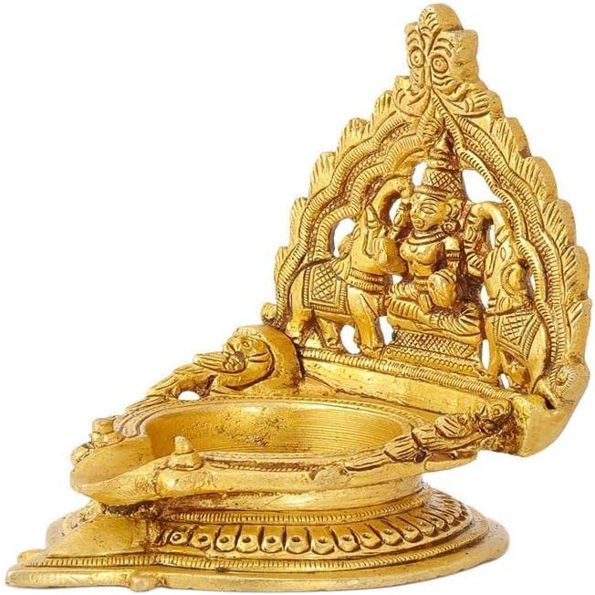 Gangesindia Brass Ashta-Lakshmi Oil Lamp Diya for Wealth & Prosperity