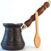 DEDE Copper - PCZ Series (Medium-10 fl.oz) Thickest Solid Copper Engraved Turkish Greek Arabic Coffee Pot with Wooden Handle, Stovetop Coffee Maker Cezve Jezve Jazva Ibrik Briki (Antique Copper) view 1