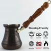 DEDE Copper - PCZ Series (Medium-10 fl.oz) Thickest Solid Copper Engraved Turkish Greek Arabic Coffee Pot with Wooden Handle, Stovetop Coffee Maker Cezve Jezve Jazva Ibrik Briki (Antique Copper) view 2