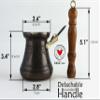 DEDE Copper - PCZ Series (Medium-10 fl.oz) Thickest Solid Copper Engraved Turkish Greek Arabic Coffee Pot with Wooden Handle, Stovetop Coffee Maker Cezve Jezve Jazva Ibrik Briki (Antique Copper) view 4