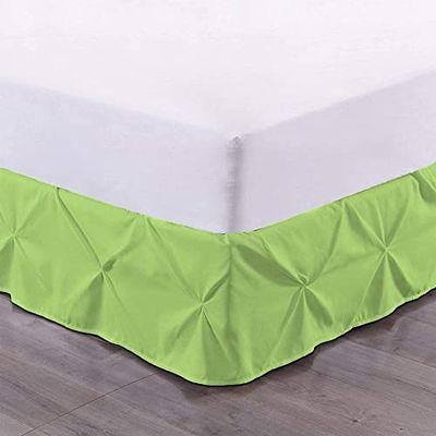 Royalbeddingking Sage Pinch Pleat Bed Skirt Twin Size 14 Inch Drop Three Sided Coverage with 850 Thread Count Egyptian Cotton Pintuk Bed Skirt