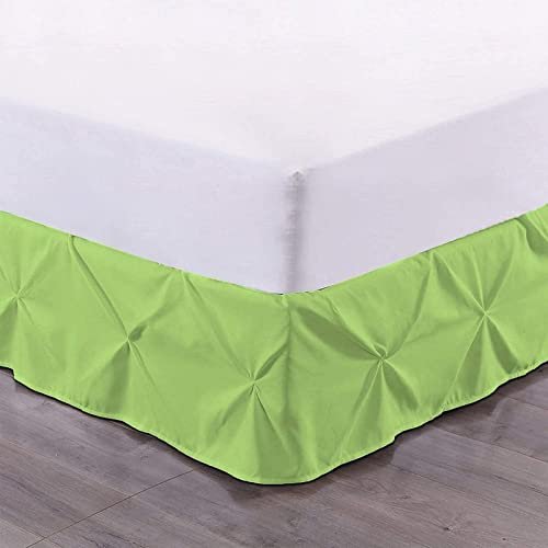 Royalbeddingking Sage Pinch Pleat Bed Skirt Twin Size 14 Inch Drop Three Sided Coverage with 850 Thread Count Egyptian Cotton Pintuk Bed Skirt