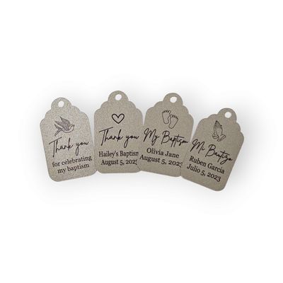 Mi Bautizo Baptism Christening Personalized Thank You Tags 20 pcs - More Colors Available (silver shimmer)