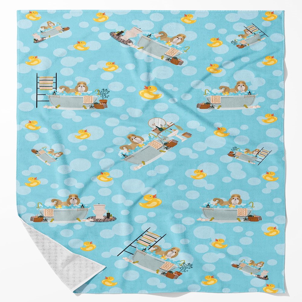 Caroline's Treasures WDK5680BTLG Gold and White Shih Tzu Bath Towel Large