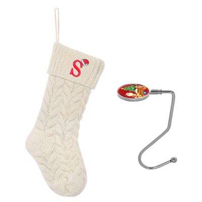 ZGCYSMHT Christmas Stockings Personalized Custom Initials 18 Inches Knitted Christmas Stockings with Letter Fireplace Hanging Monogram Xmas Stockings for Kids,Family Holiday Party DecorationWhite S