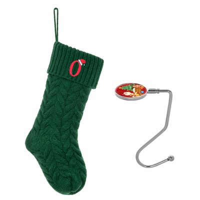 ZGCYSMHT Christmas Stockings Personalized Custom Initials 18 Inches Knitted Christmas Stockings with Letter Fireplace Hanging Monogram Xmas Stockings for Kids,Family Holiday Party DecorationGreen O