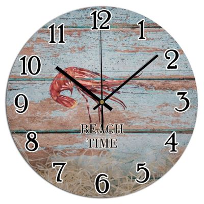 COCOKEN Beach Time Wall Clock Coastal Nautical Beach Clock Lobster 15 Inch Large Wall Clocks Battery Operated Silent Farmhouse Wall Decor for Kitchen Living Room Bedroom
