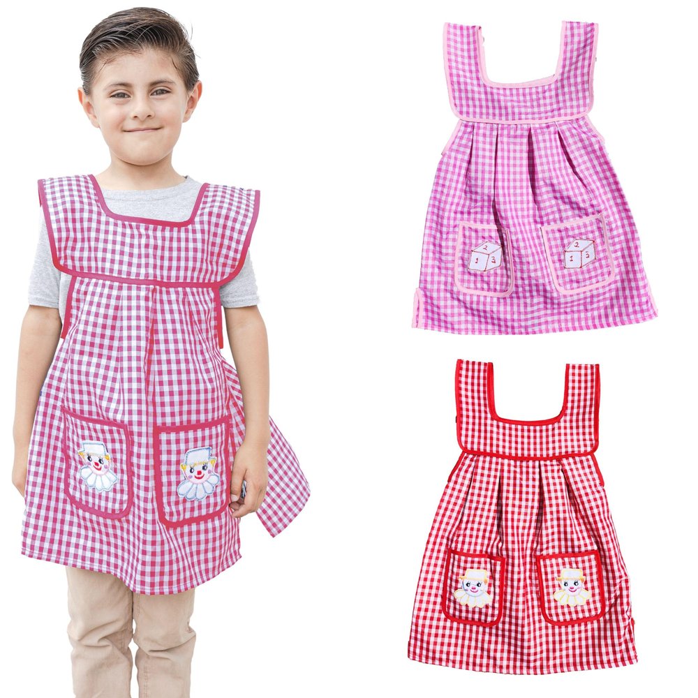 2 Pack Kids Aprons for Painting & Cooking - With Pockets - Ages 4-7