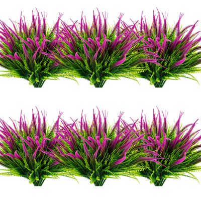 AUMVEYI 12 Bundles Outdoor Artificial Plants Flowers UV Resistant Fake Grass Plants Tropical Faux Bushes Shrubs for Home Front Porch Outside Planter Garden Landscape Dcor