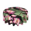 Asian Lotus Flower Round Tablecloth - 60 Inch Polyester Table Cloth Decorative Fabric Table Cover for Dining Table view 2