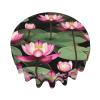 Asian Lotus Flower Round Tablecloth - 60 Inch Polyester Table Cloth Decorative Fabric Table Cover for Dining Table view 3