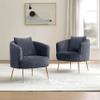 Art Leon Accent Chair Set of 2, Modern Velvet Upholstered Armchairs, Living Room Side Chairs Barrel Chairs with Golden Metal Legs, Gray view 1