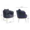 Art Leon Accent Chair Set of 2, Modern Velvet Upholstered Armchairs, Living Room Side Chairs Barrel Chairs with Golden Metal Legs, Gray view 2