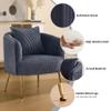 Art Leon Accent Chair Set of 2, Modern Velvet Upholstered Armchairs, Living Room Side Chairs Barrel Chairs with Golden Metal Legs, Gray view 3