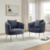 Art Leon Accent Chair Set of 2, Modern Velvet Upholstered Armchairs, Living Room Side Chairs Barrel Chairs with Golden Metal Legs, Gray view 4
