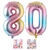 80 Number Balloon Rainbow 40 inch Big Foil Mylar 80th Balloons for 80 Year Old Men Women Birthday Party Decorations Wedding Anniversary Events Supplies view 1